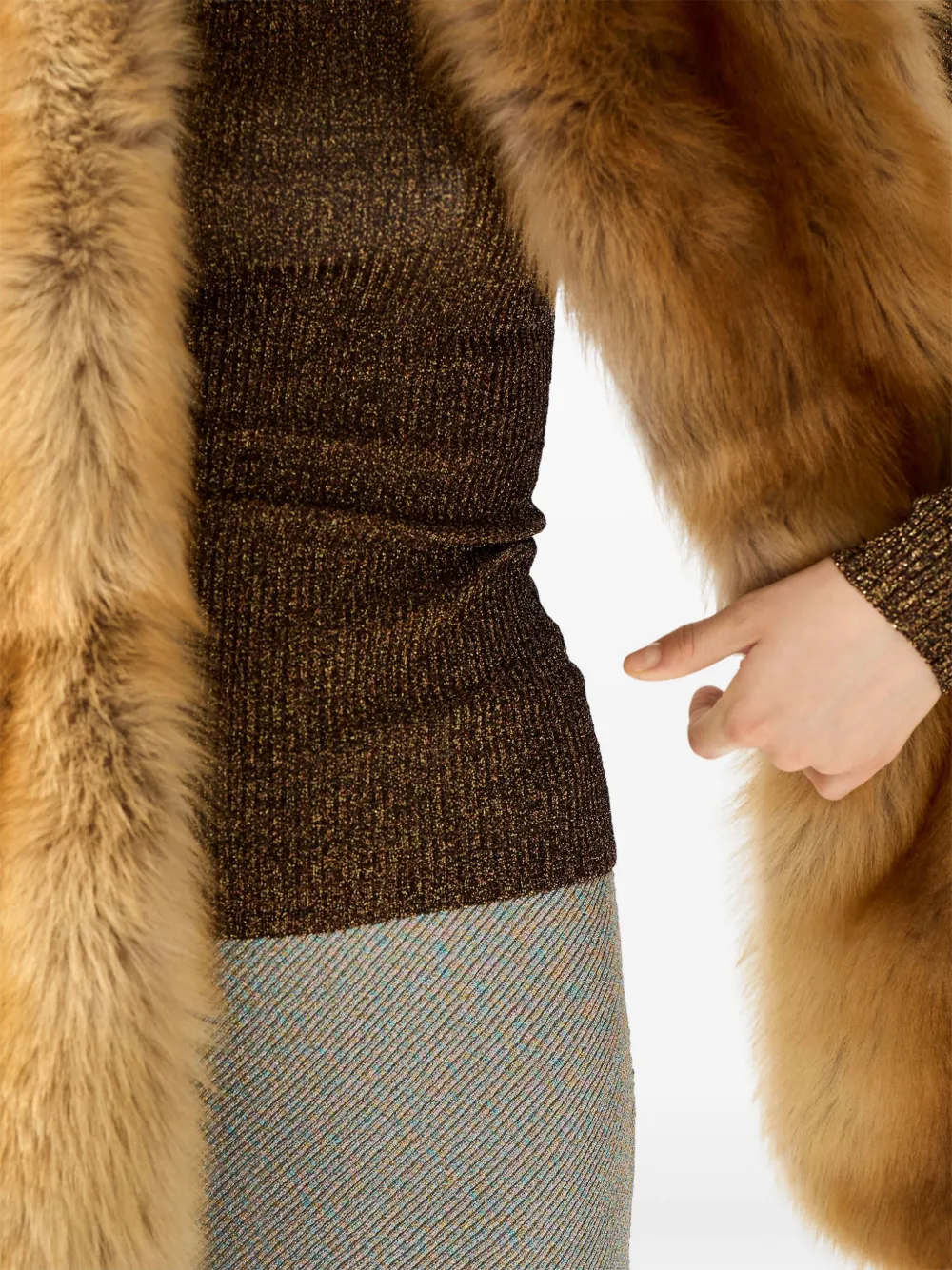 Miu Lamé ribgebreide trui Bruin