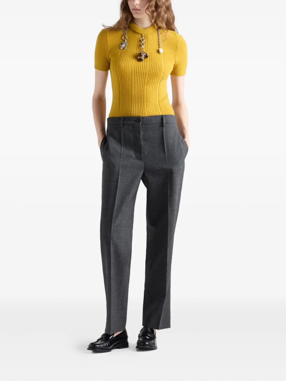 Prada Rush geplooide broek aan de voorkant - Grijs