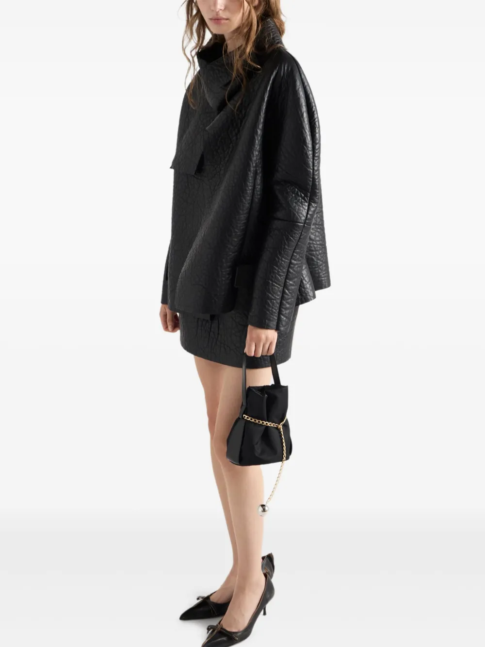 Prada Nappa Leather Jacket In Black