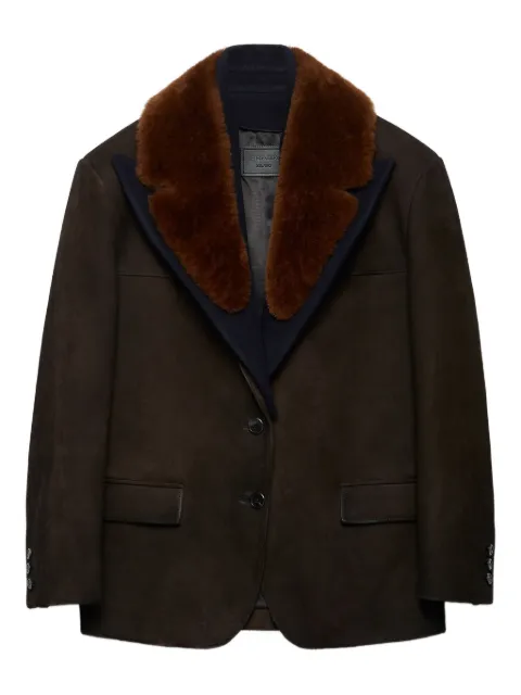 Prada shearling-collar suede coat
