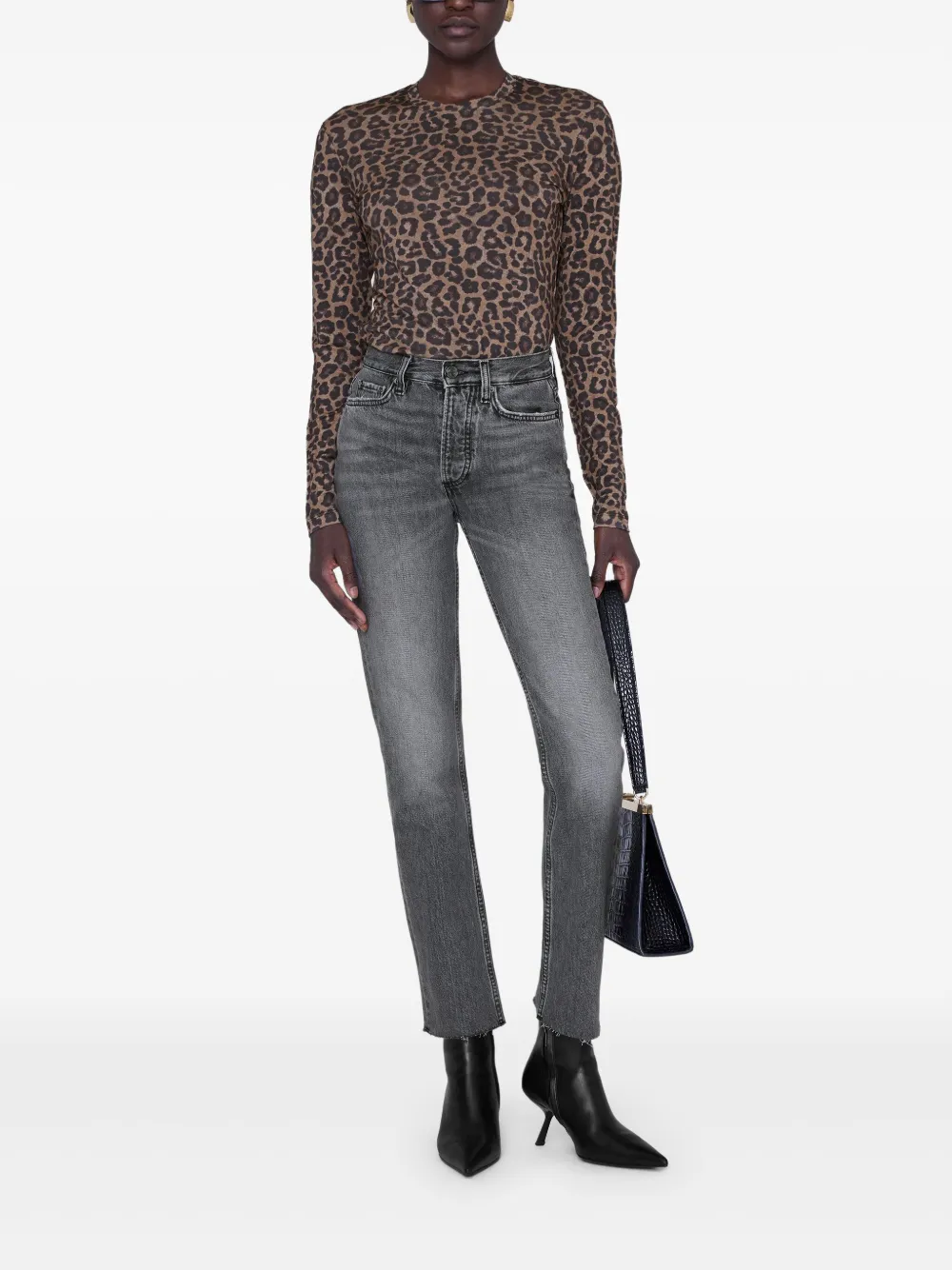 ANINE BING T-shirt met luipaardprint en lange mouwen Bruin