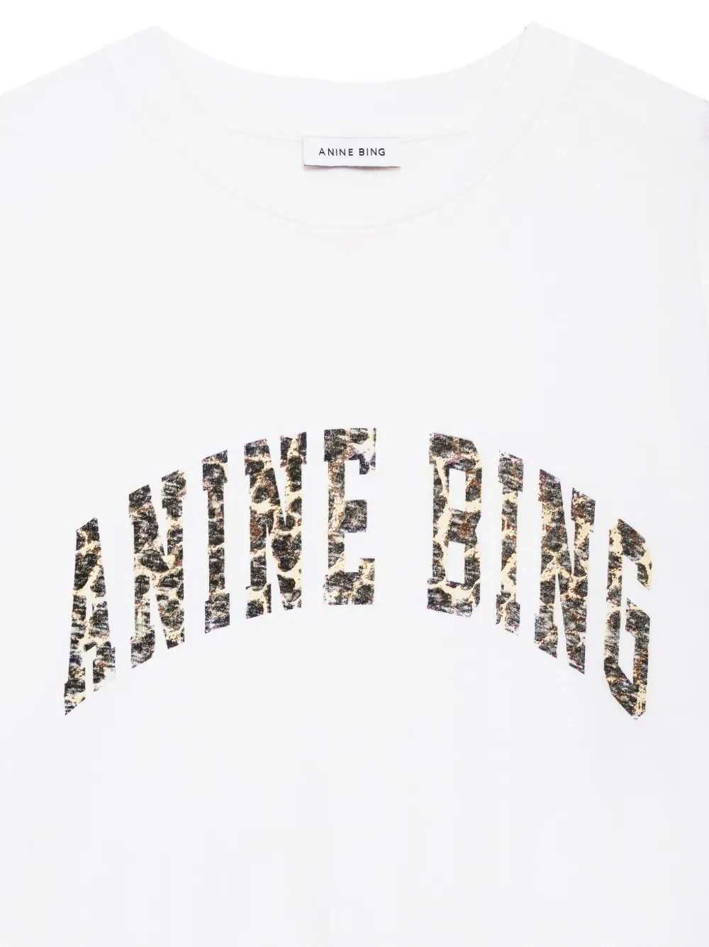 Anine Bing Walker Leopard-print Logo T-shirt In White