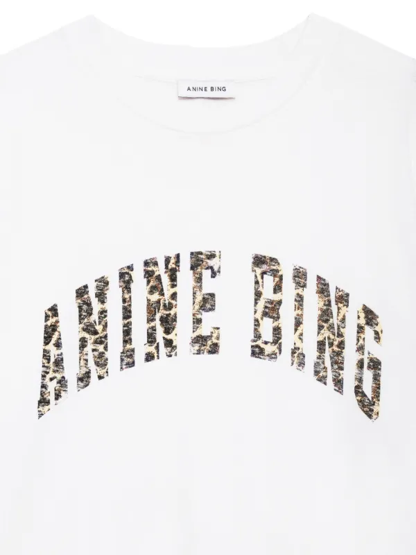 ANINE BING Walker leopard-print Logo T-shirt | Neutrals | FARFETCH