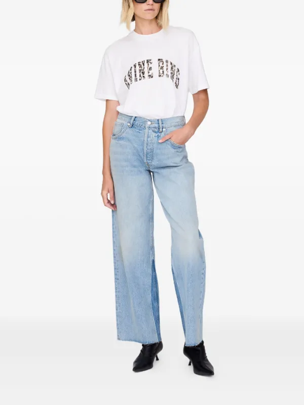 ANINE BING Walker leopard-print Logo T-shirt | White | FARFETCH