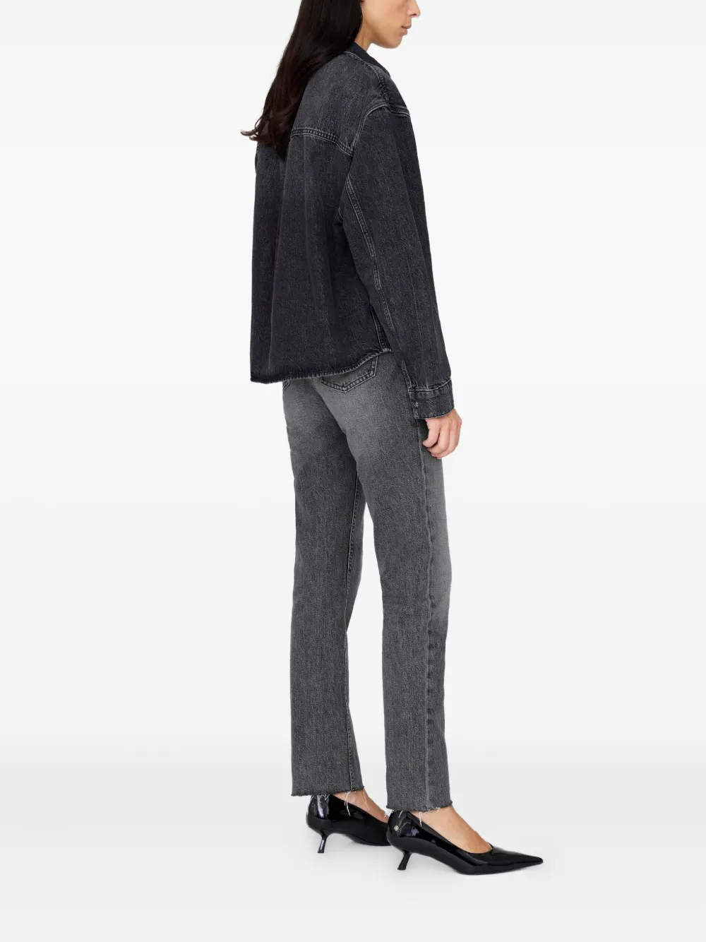 ANINE BING Paxton denim blouse met dubbele zak Zwart