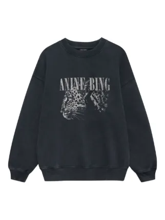 ANINE BING Spencer leopard-print Sweatshirt | Black | FARFETCH