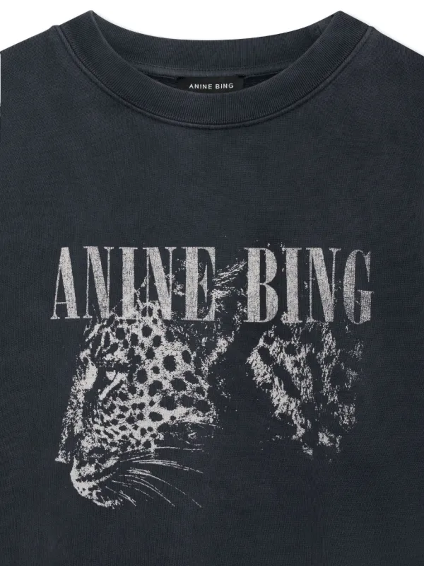 ANINE BING Spencer leopard-print Sweatshirt | Black | FARFETCH