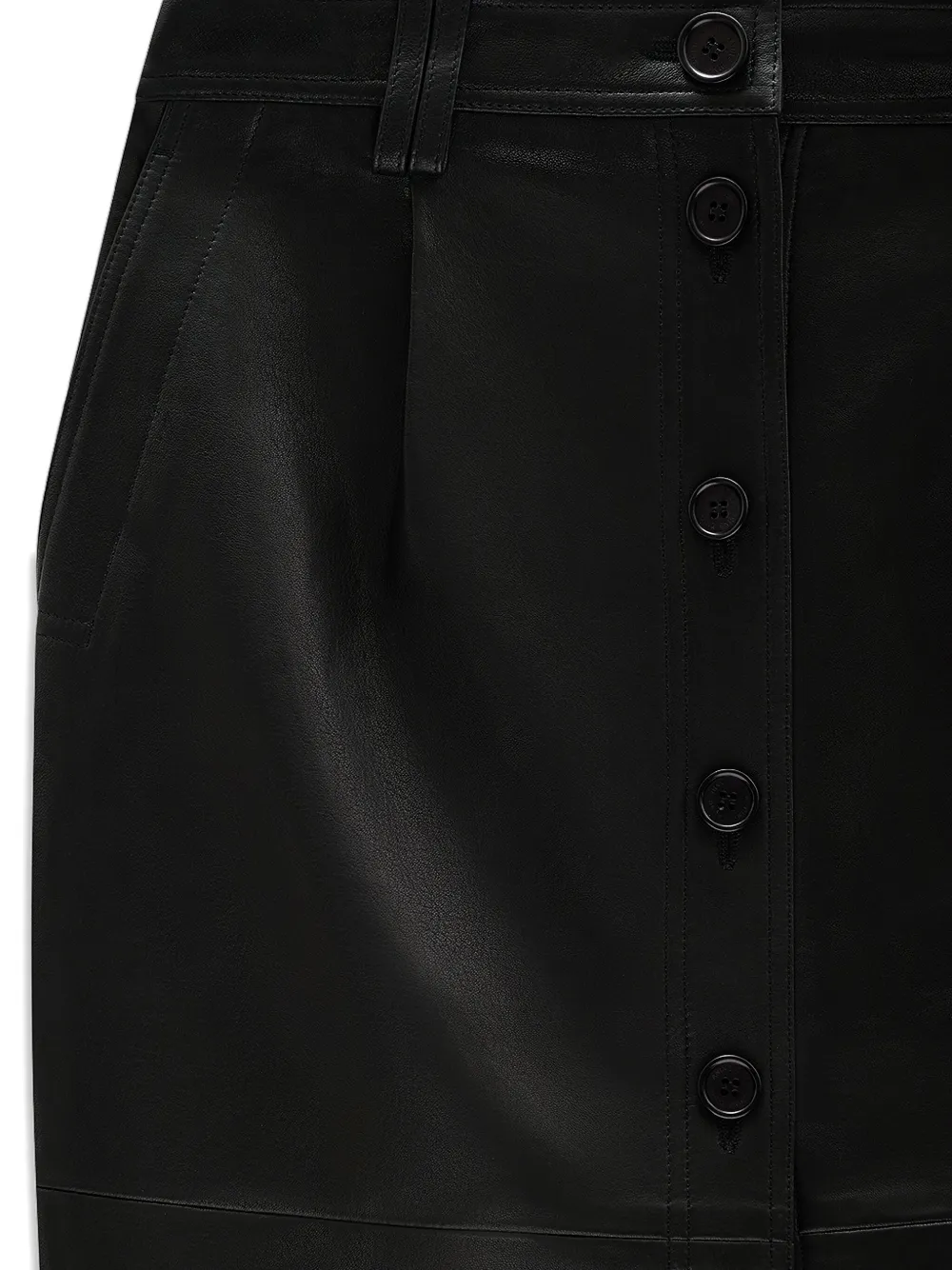 Anine Bing Button-front Leather Skirt In Black