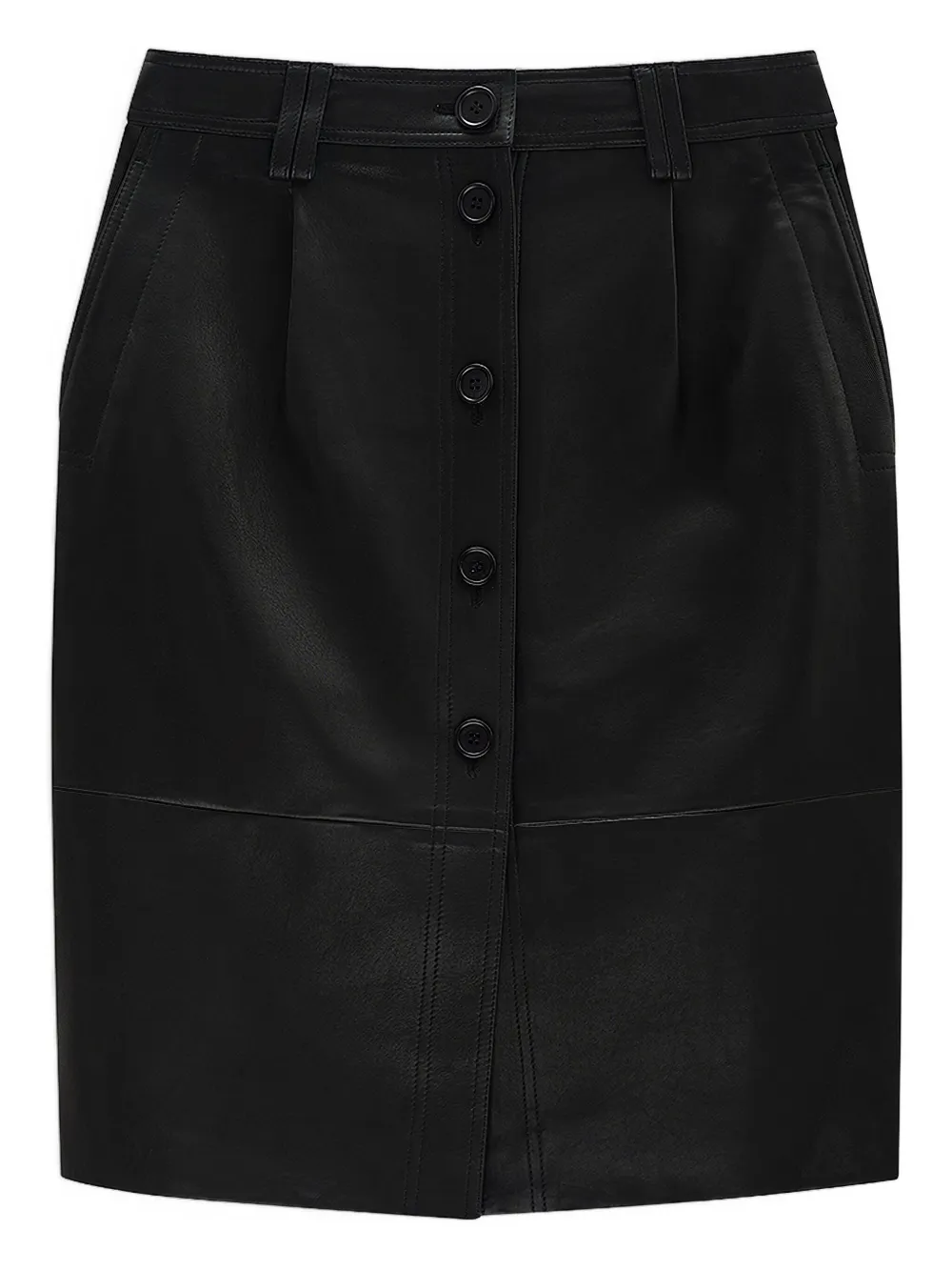 Anine Bing Button-front Leather Skirt In Black