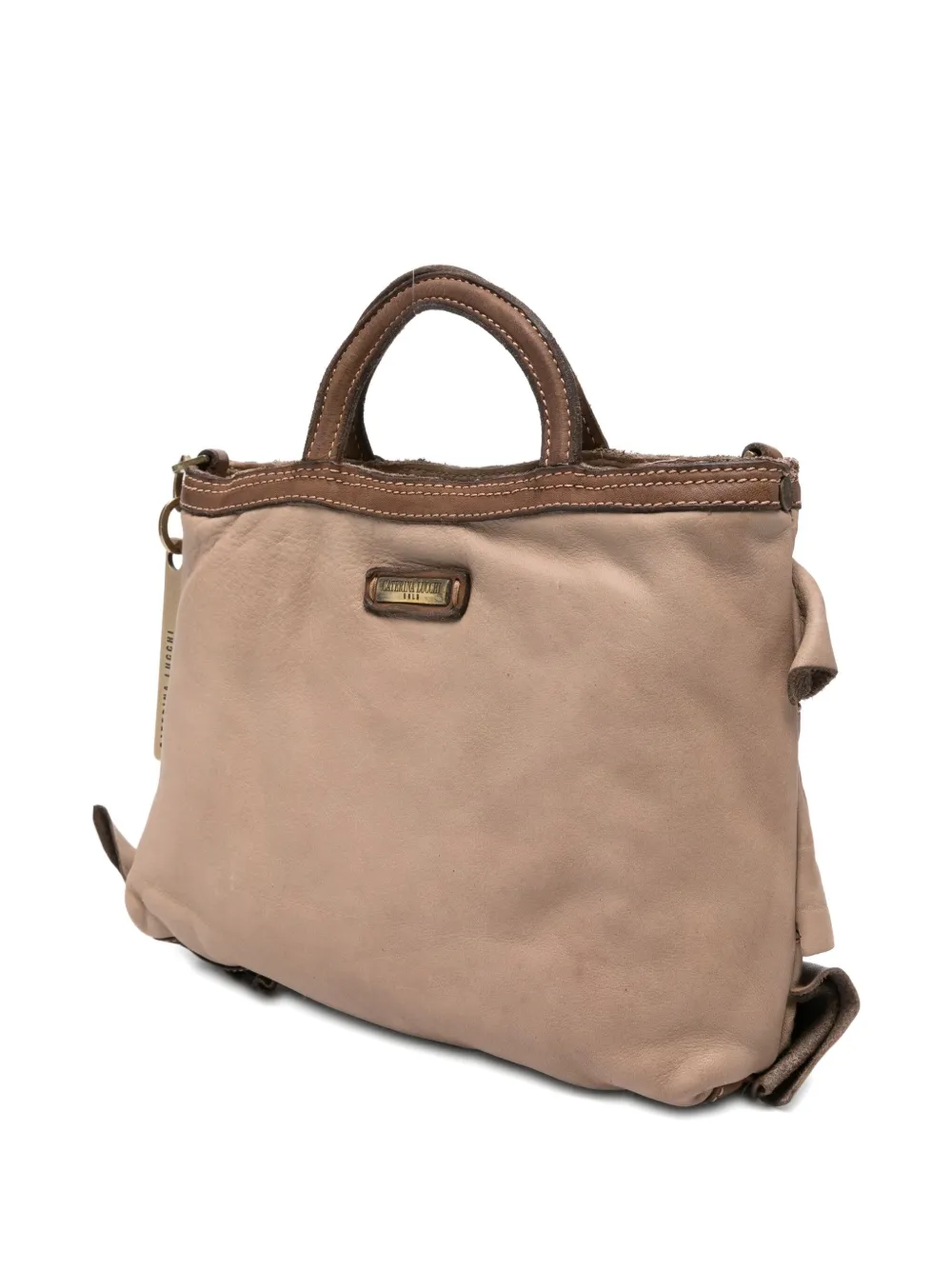 Caterina Lucchi Small Adele Pleated Leather Satchel Bag In Neutral