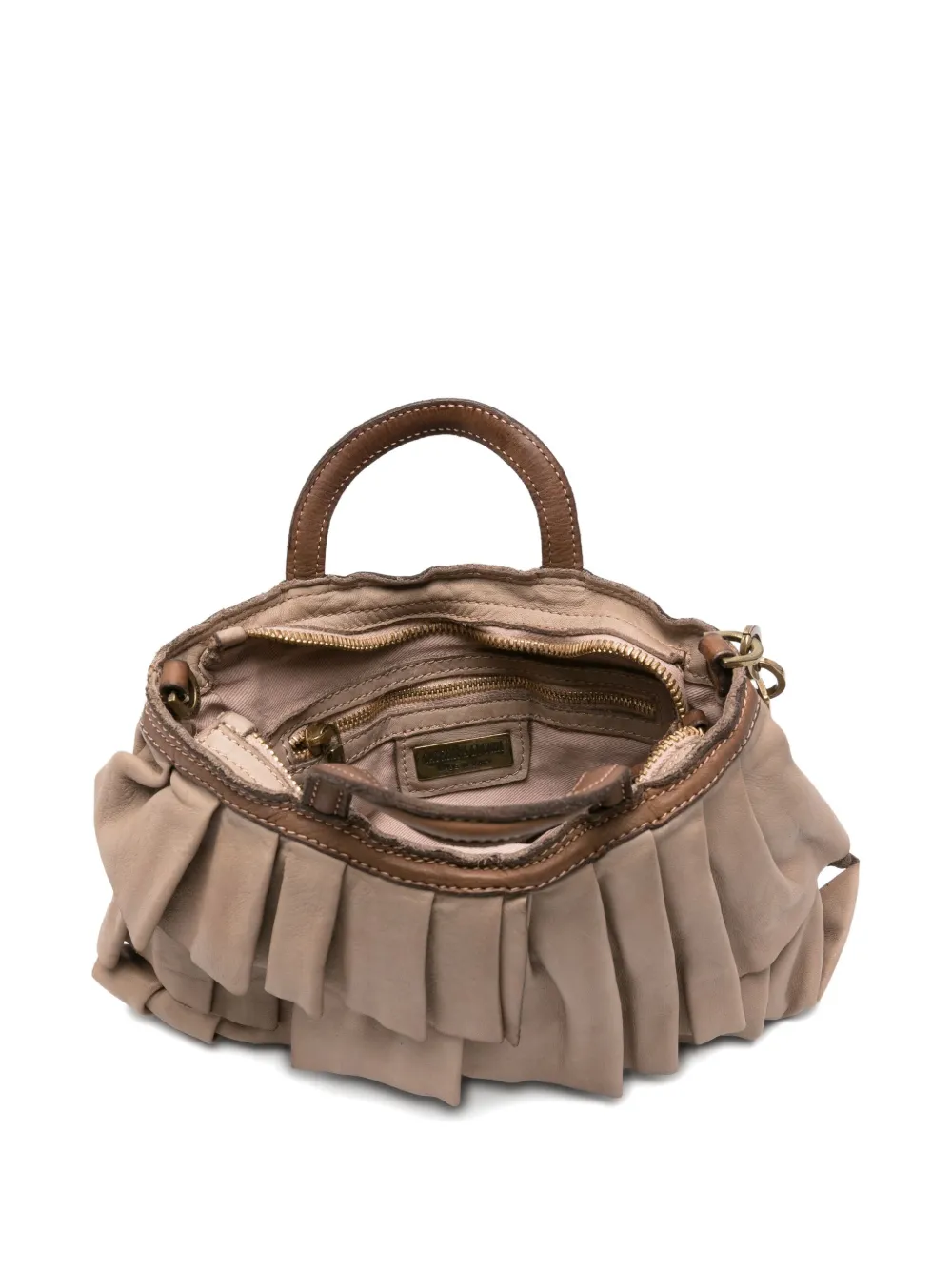 Caterina Lucchi Small Adele Pleated Leather Satchel Bag In Neutral
