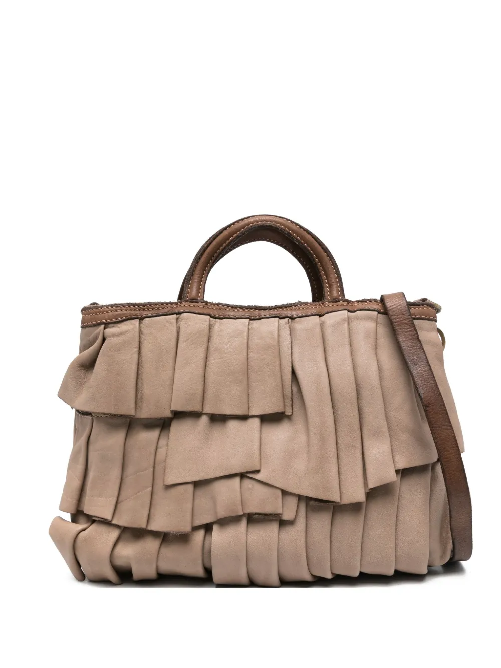 Caterina Lucchi small Adele pleated leather satchel bag - Toni neutri