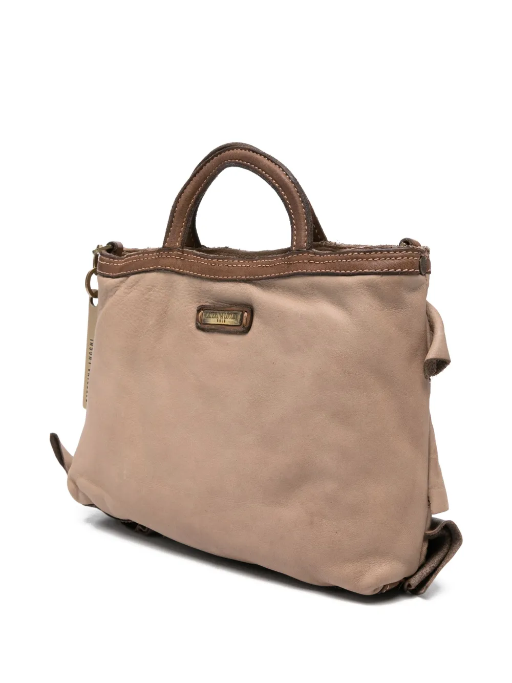 Caterina Lucchi Adele geplooide kleine leren boekentas Beige