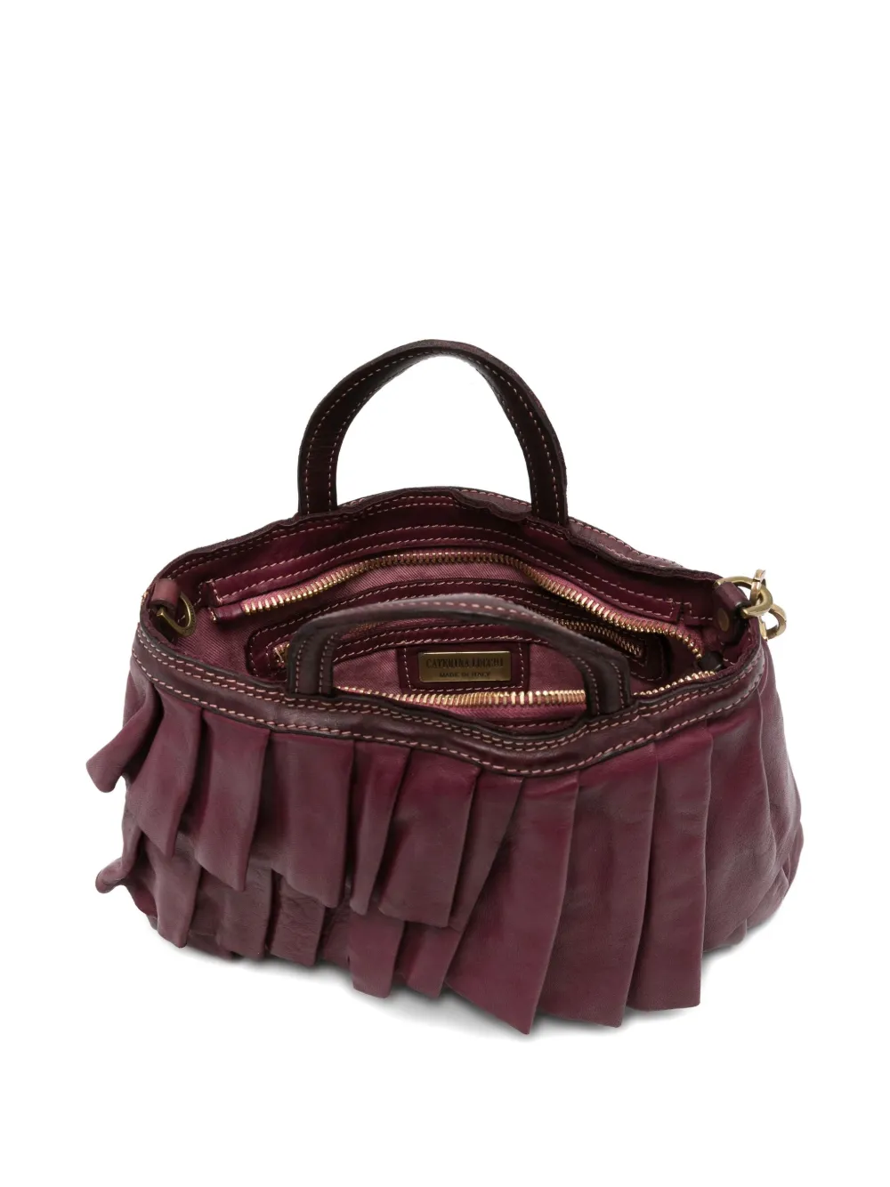Caterina Lucchi Small Adele Pleated Ruffle Tote Bag In Red