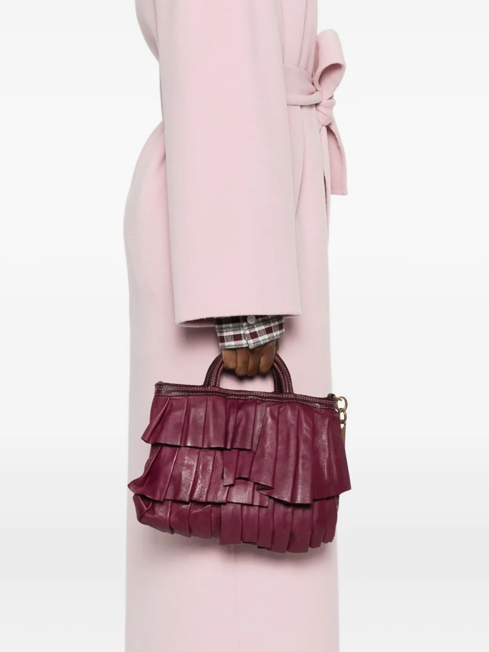 Caterina Lucchi small Adele pleated ruffle tote bag - Rood