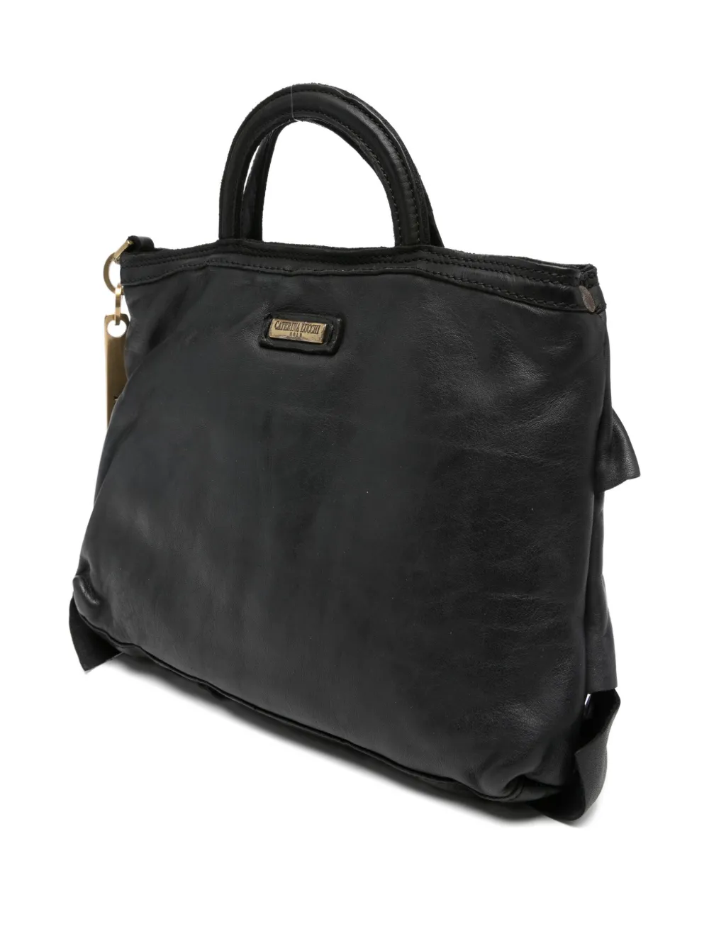 Caterina Lucchi Small Adele Pleated-effect Zipped-top Satchel In Black