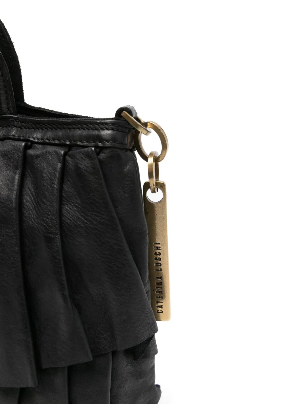 Caterina Lucchi Small Adele Pleated-effect Zipped-top Satchel In Black