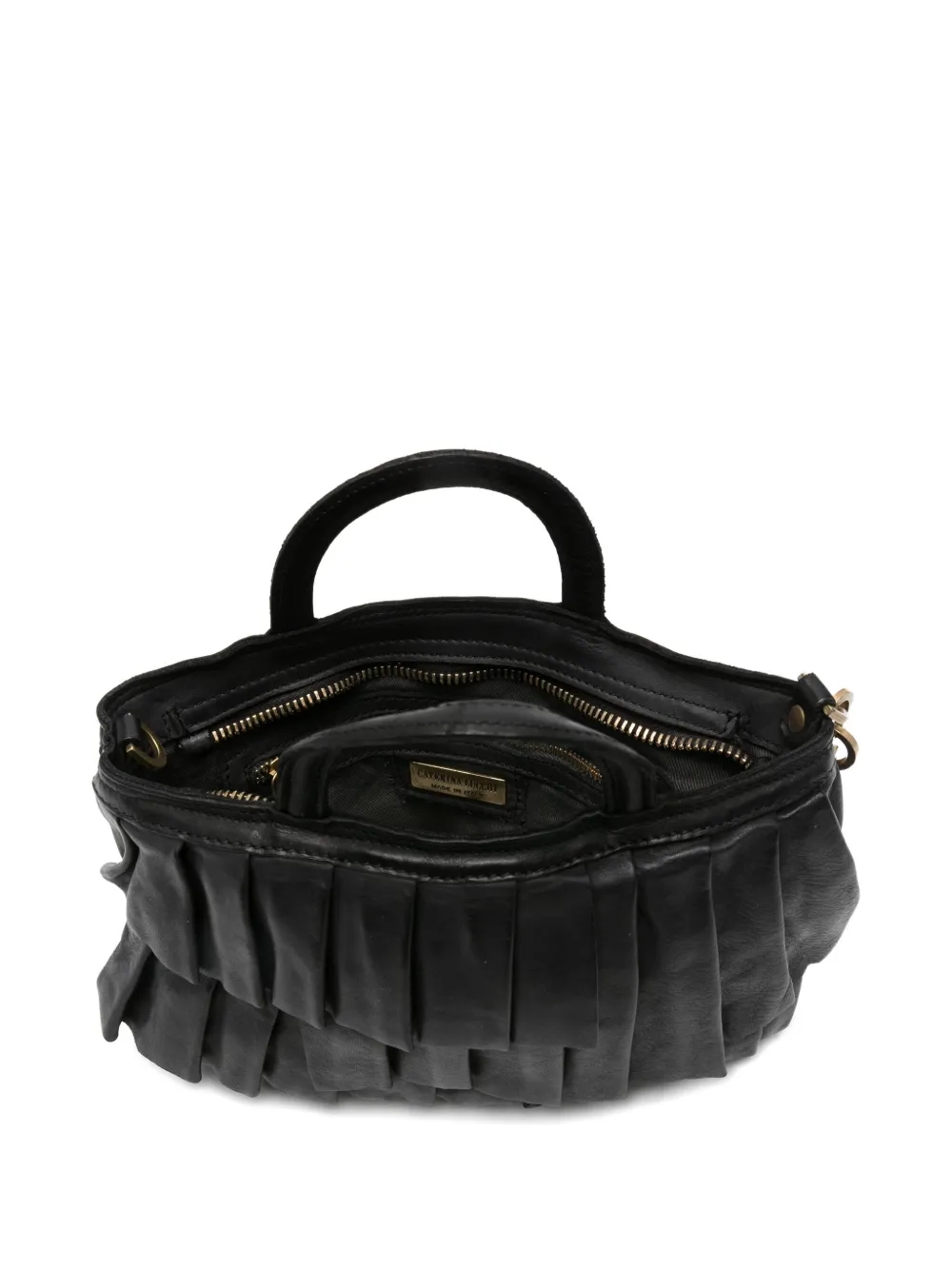Caterina Lucchi Small Adele Pleated-effect Zipped-top Satchel In Black