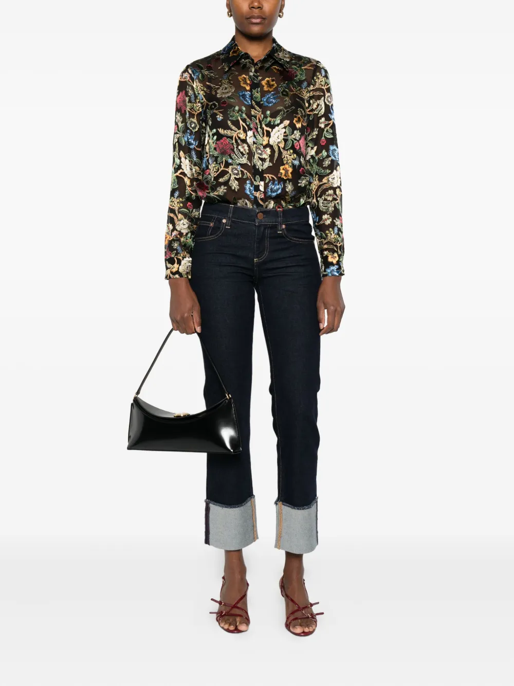 Alice + olivia Willa floral-print long-sleeve blouse - Zwart