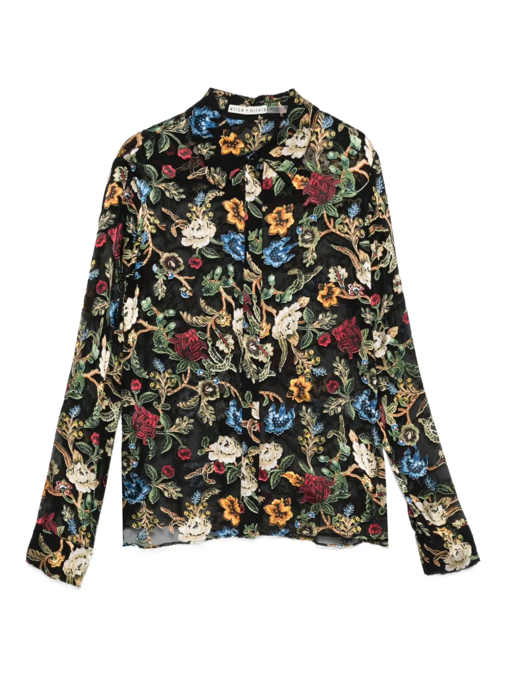 alice + olivia Willa floral-print long-sleeve blouse | Black | Image 1