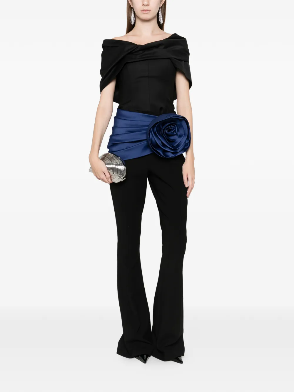 Carolina Herrera Flower Trousers In Black