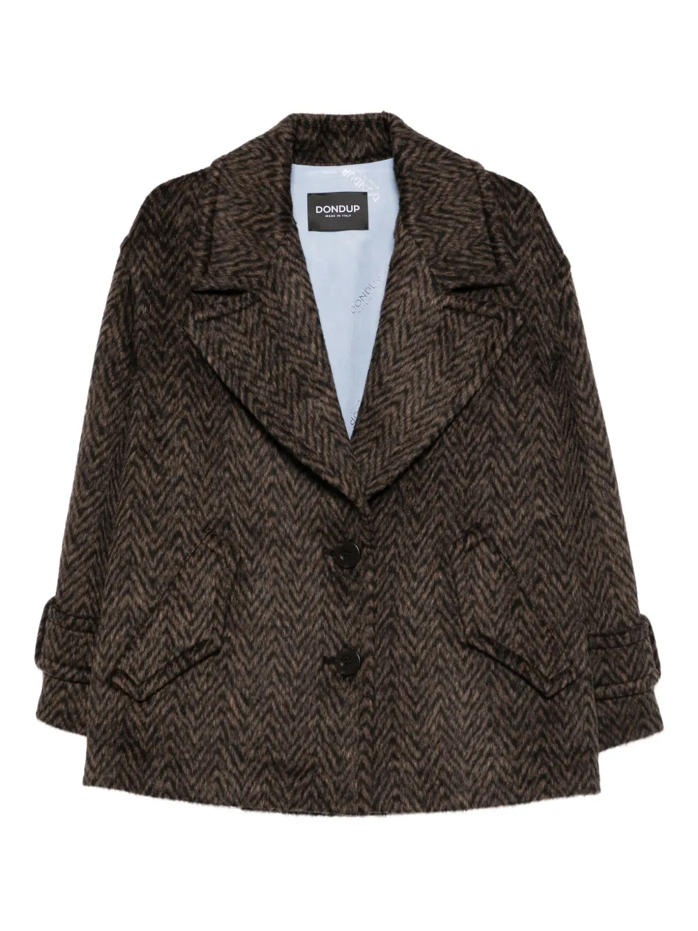 DONDUP herringbone-pattern button coat | Brown | Image 1