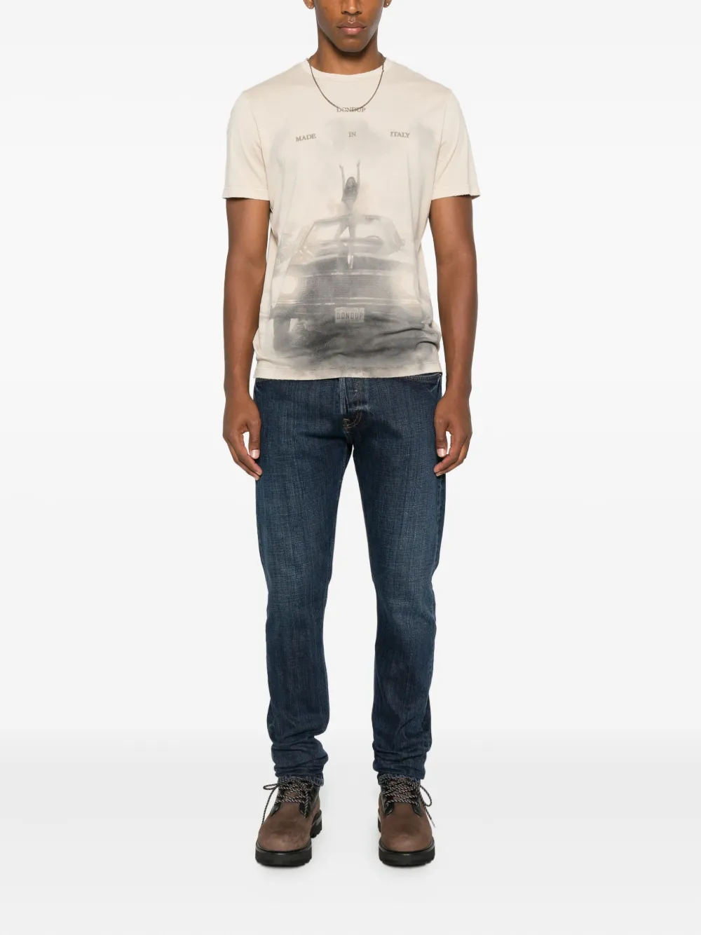 DONDUP car-print graphic T-shirt - Beige
