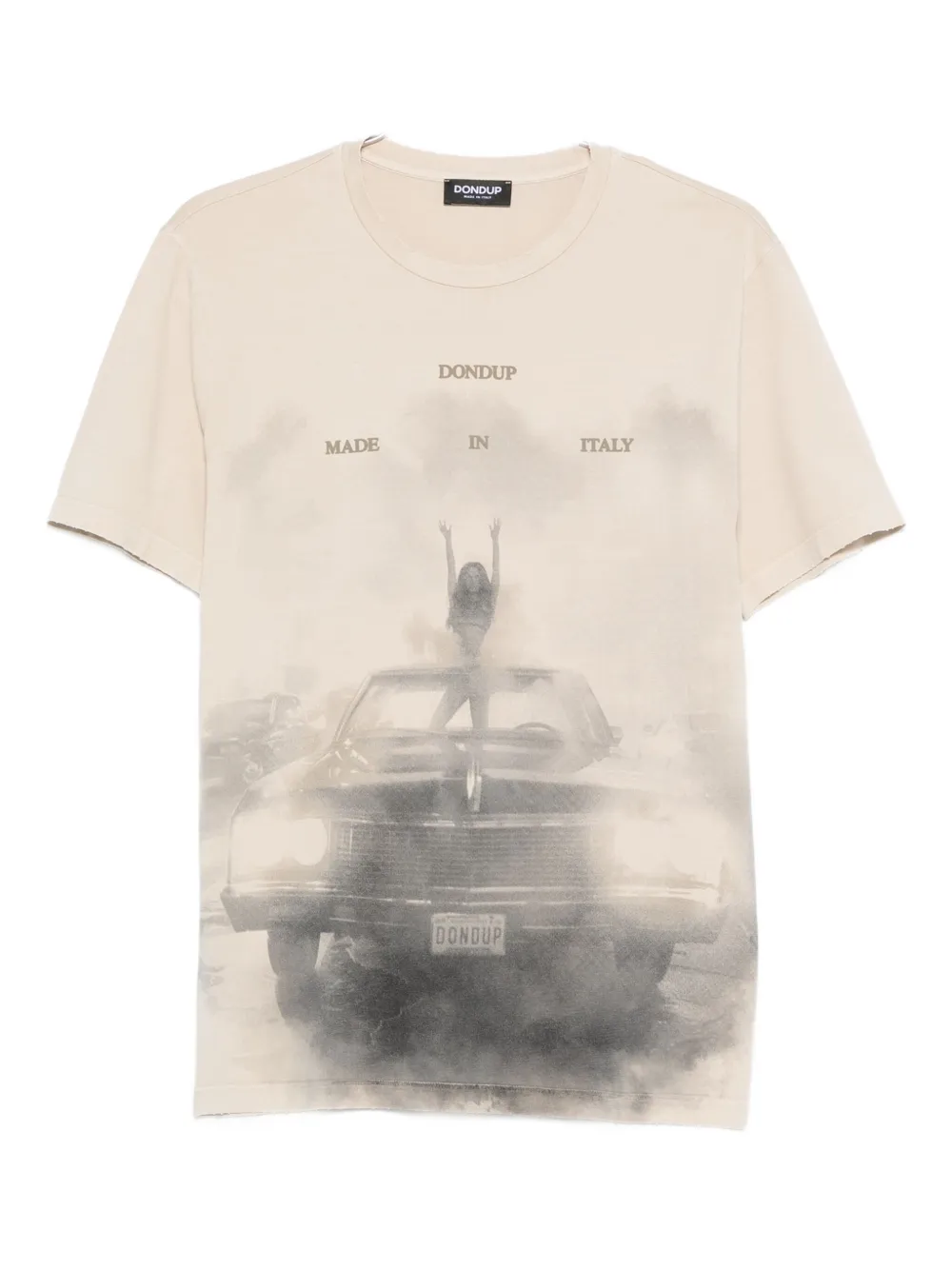 Dondup Car-print Graphic T-shirt In Neutral