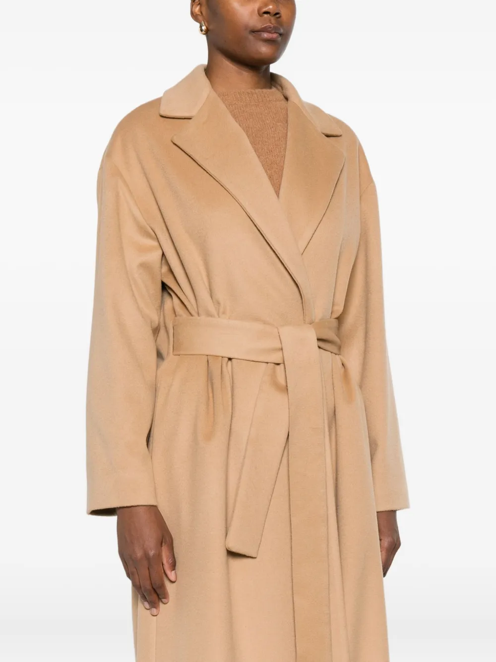 Dondup Belted Lapels Coat In Nude