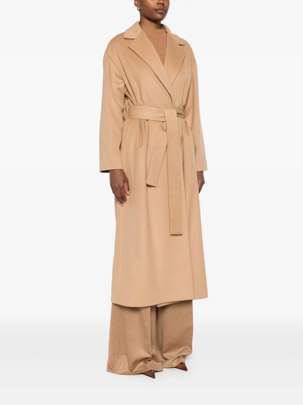 DONDUP Jas met revers en ceintuur Beige