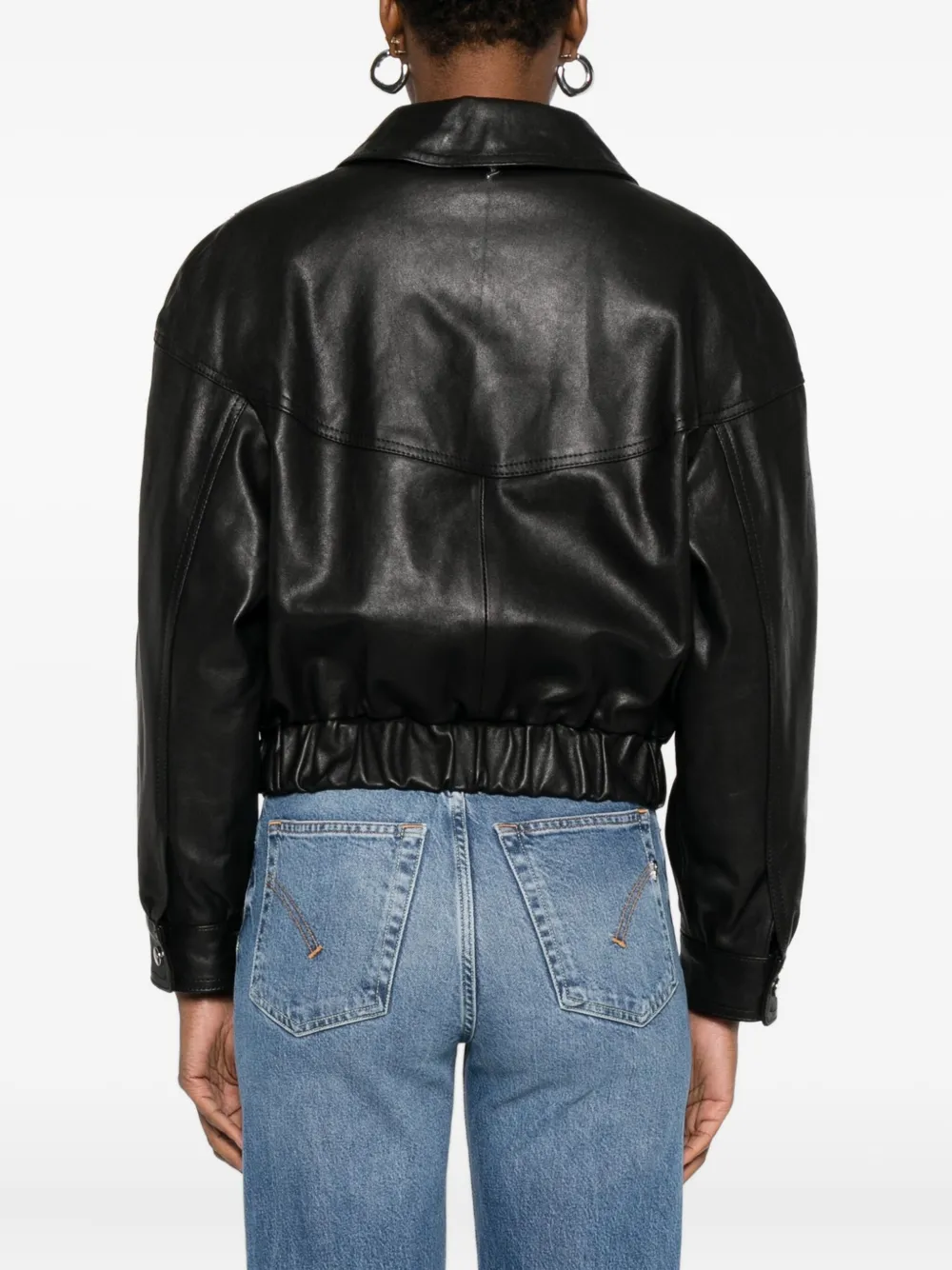 Dondup Embellished Leather Jacket In Black