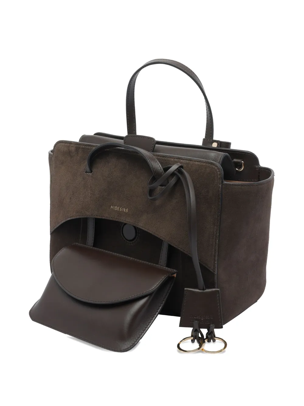 Hidesins Medium Flap Suede Tote Bag In Brown