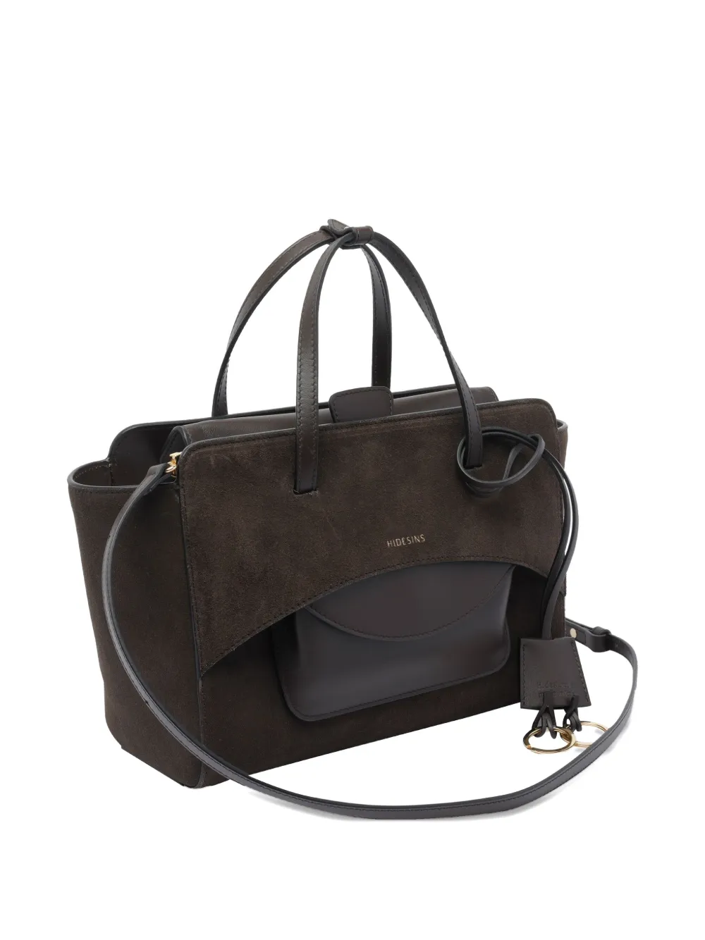 Hidesins Medium Flap Suede Tote Bag In Brown
