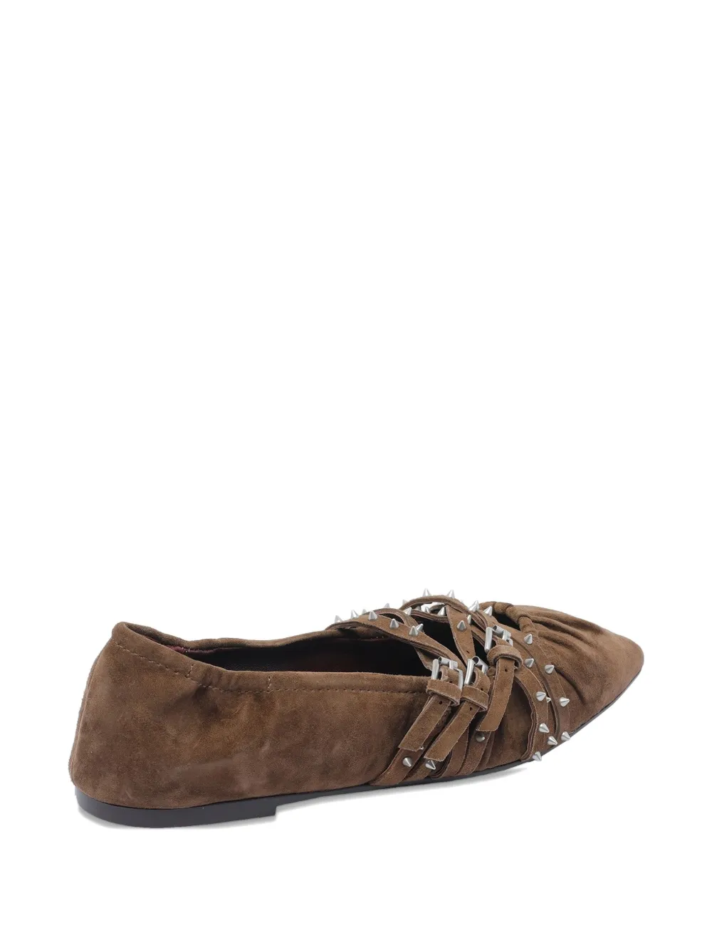 Ash Brendah Pointed-toe Buckle Ballet Flats In Brown