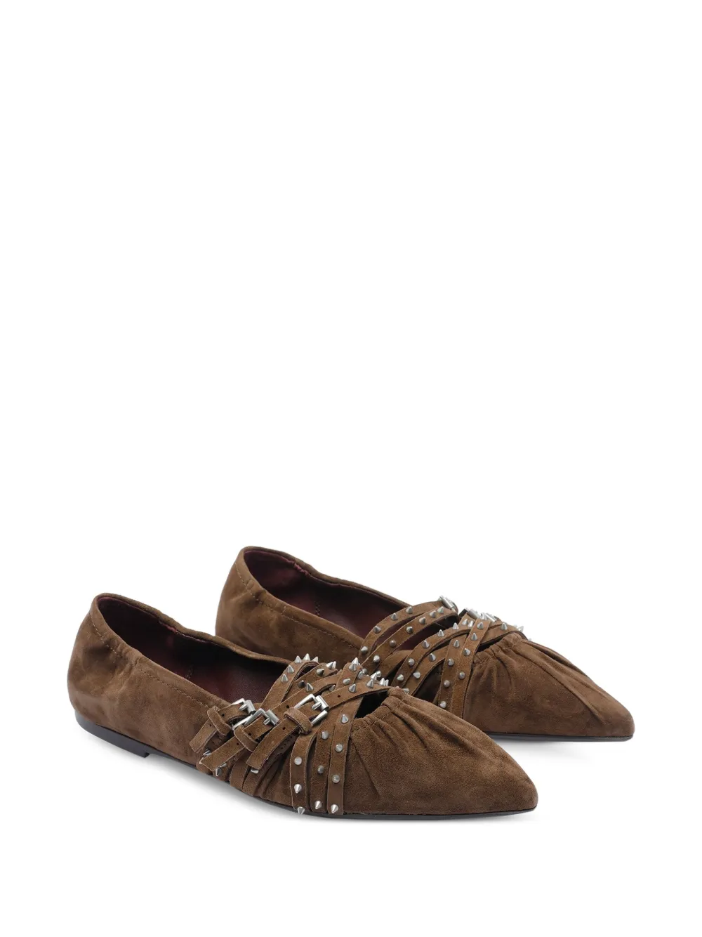 Ash Brendah pointed-toe buckle ballet flats Brown