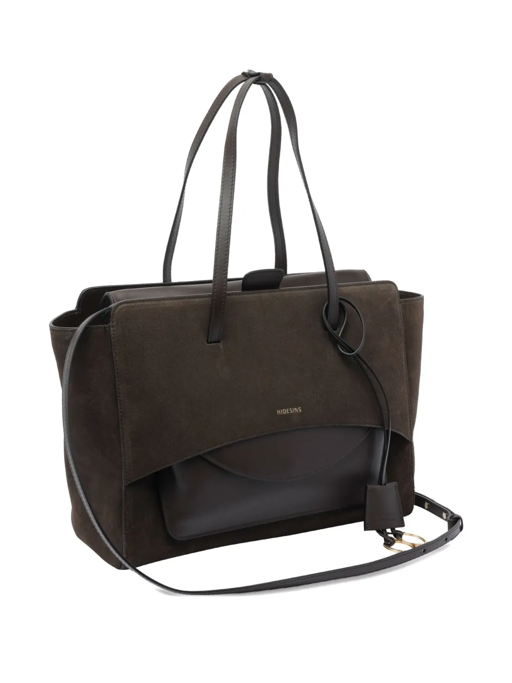 Hidesins Large Flap Suede Tote Bag In Brown