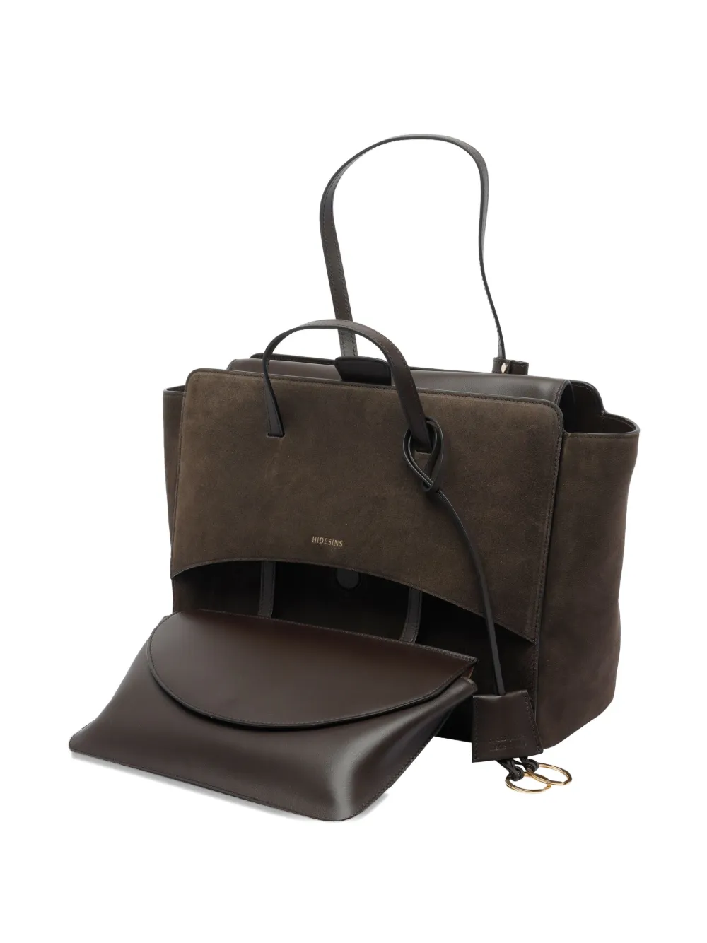 Hidesins Large Flap Suede Tote Bag In Brown