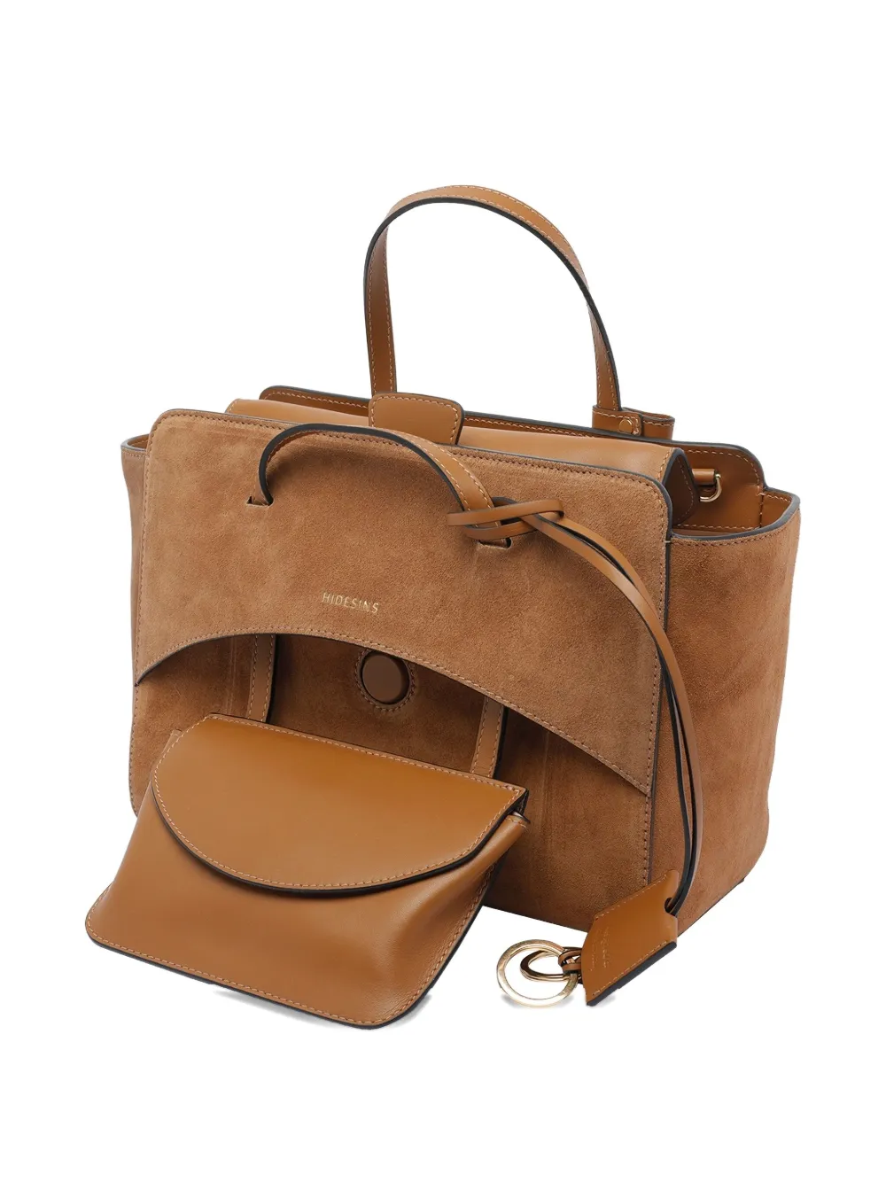 Hidesins Medium Flap Suede Tote Bag In Brown