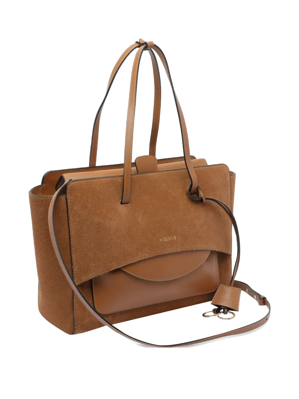 Hidesins Large Flap Suede Tote Bag In Brown