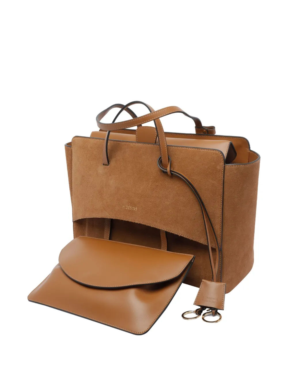 Hidesins Large Flap Suede Tote Bag In Brown