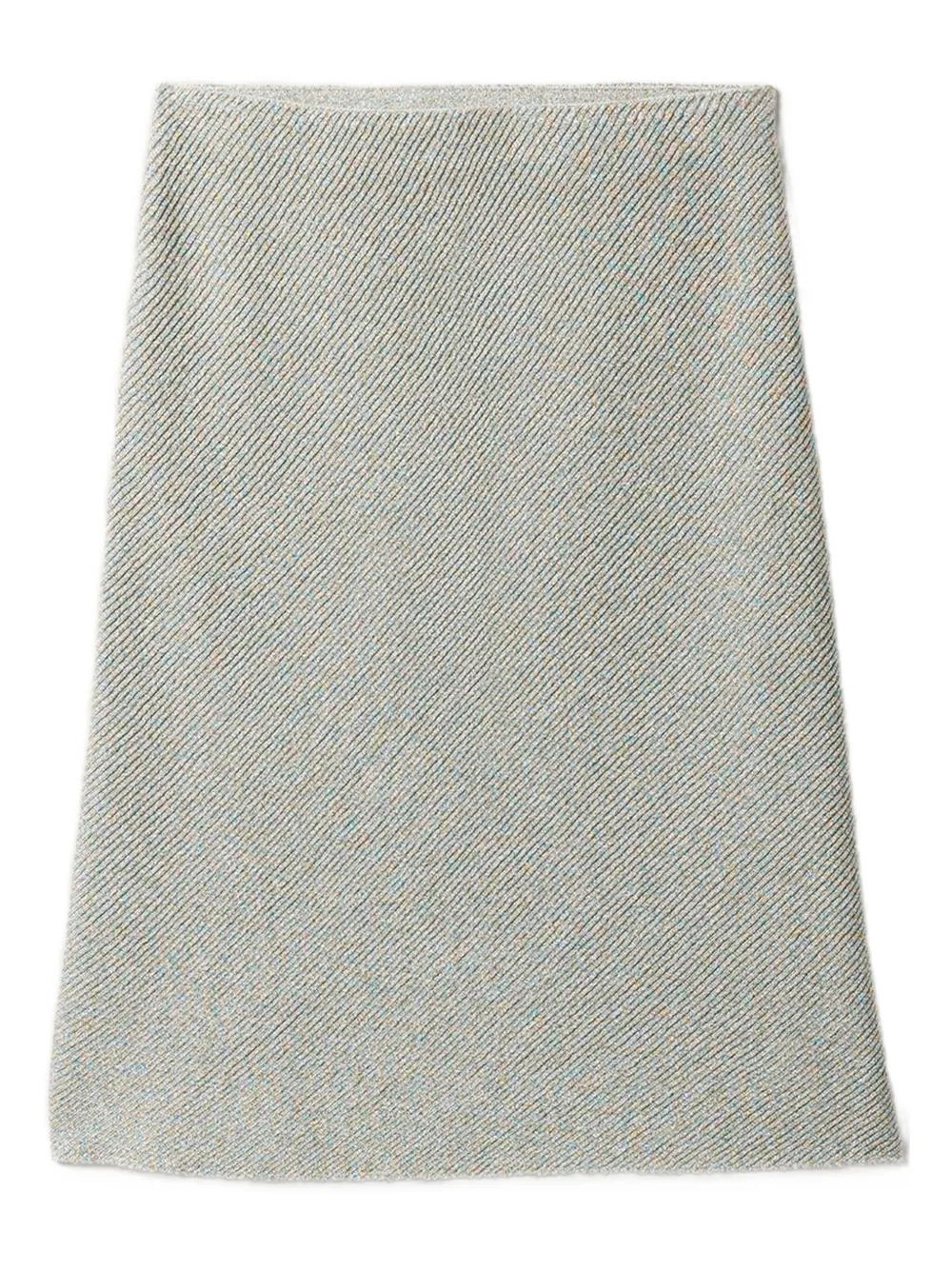 Miu Miu Ribbed-knit Flared Skirt In Gray