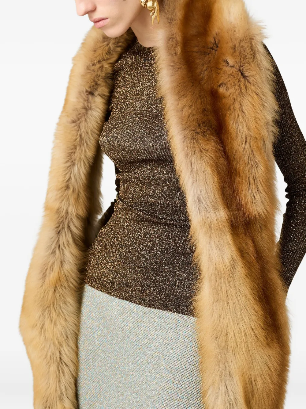 Miu Miu Ribbed-knit Flared Skirt In Gray