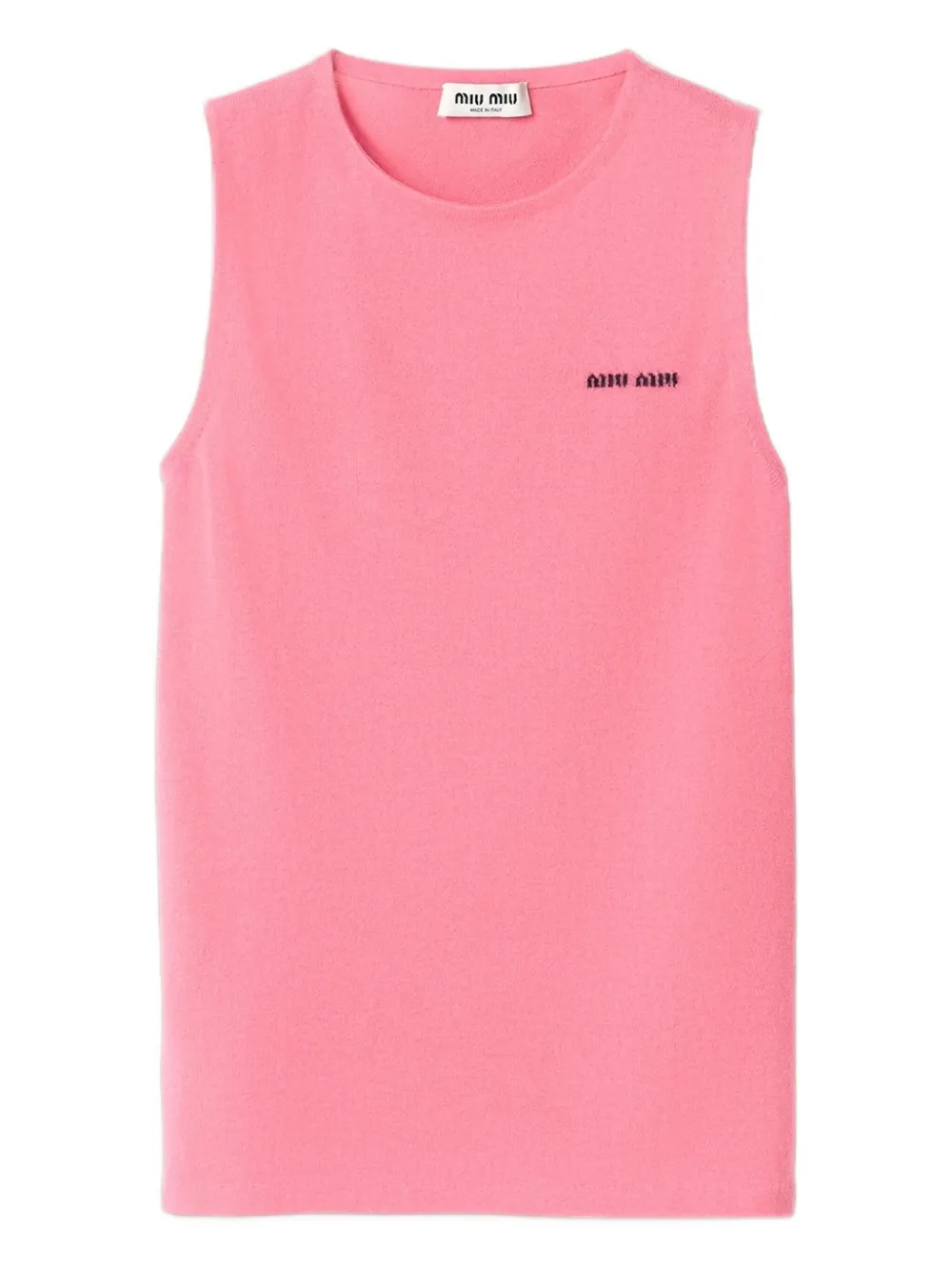 Miu Miu Intarsia-logo Sleeveless Vest In Pink