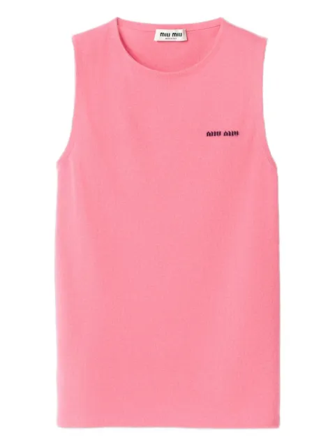 Miu Miu intarsia-logo sleeveless vest