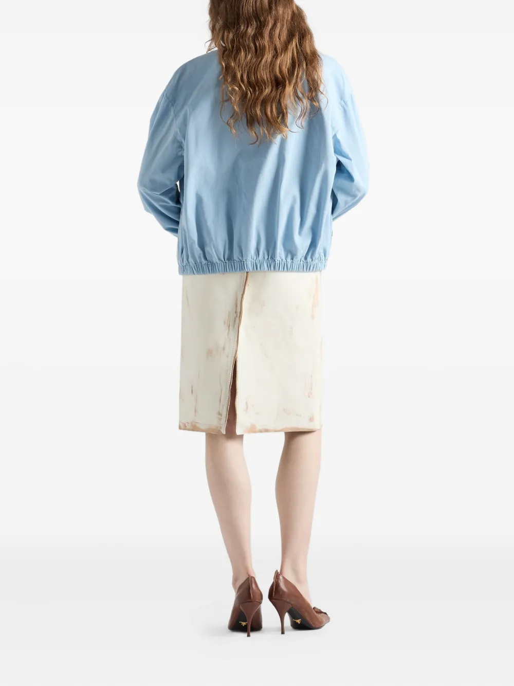 Prada Leren midi-rok Wit