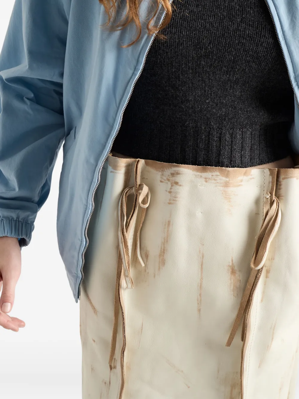 Prada Leren midi-rok Wit