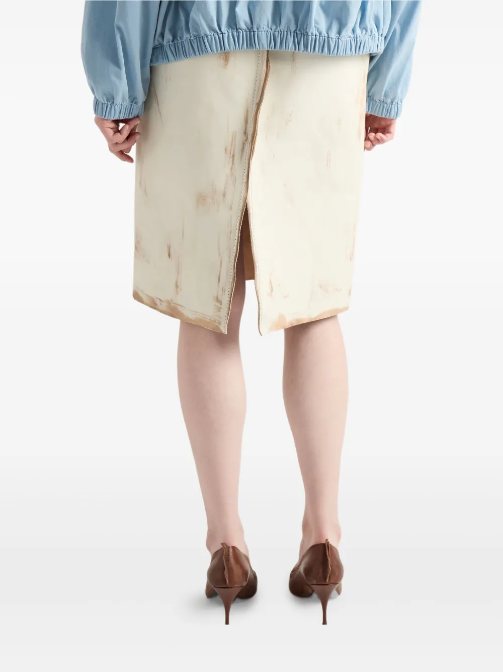 Prada Leren midi-rok Wit