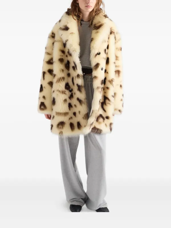 Prada leopard-print Shearling Coat Neutrals FARFETCH IN
