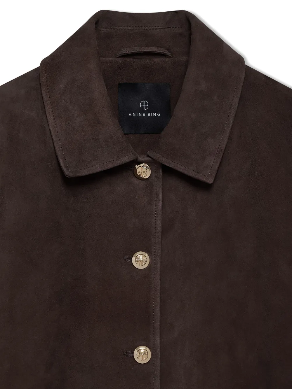 Anine Bing Gold-button Suede Jacket In Brown