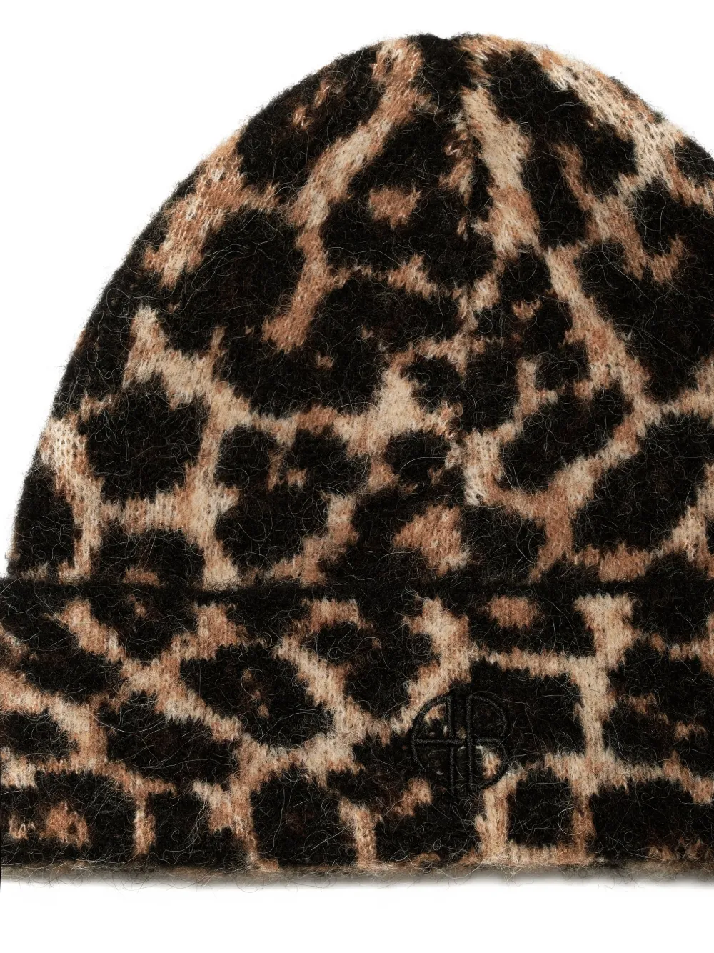 ANINE BING Elia muts met luipaardprint - Zwart